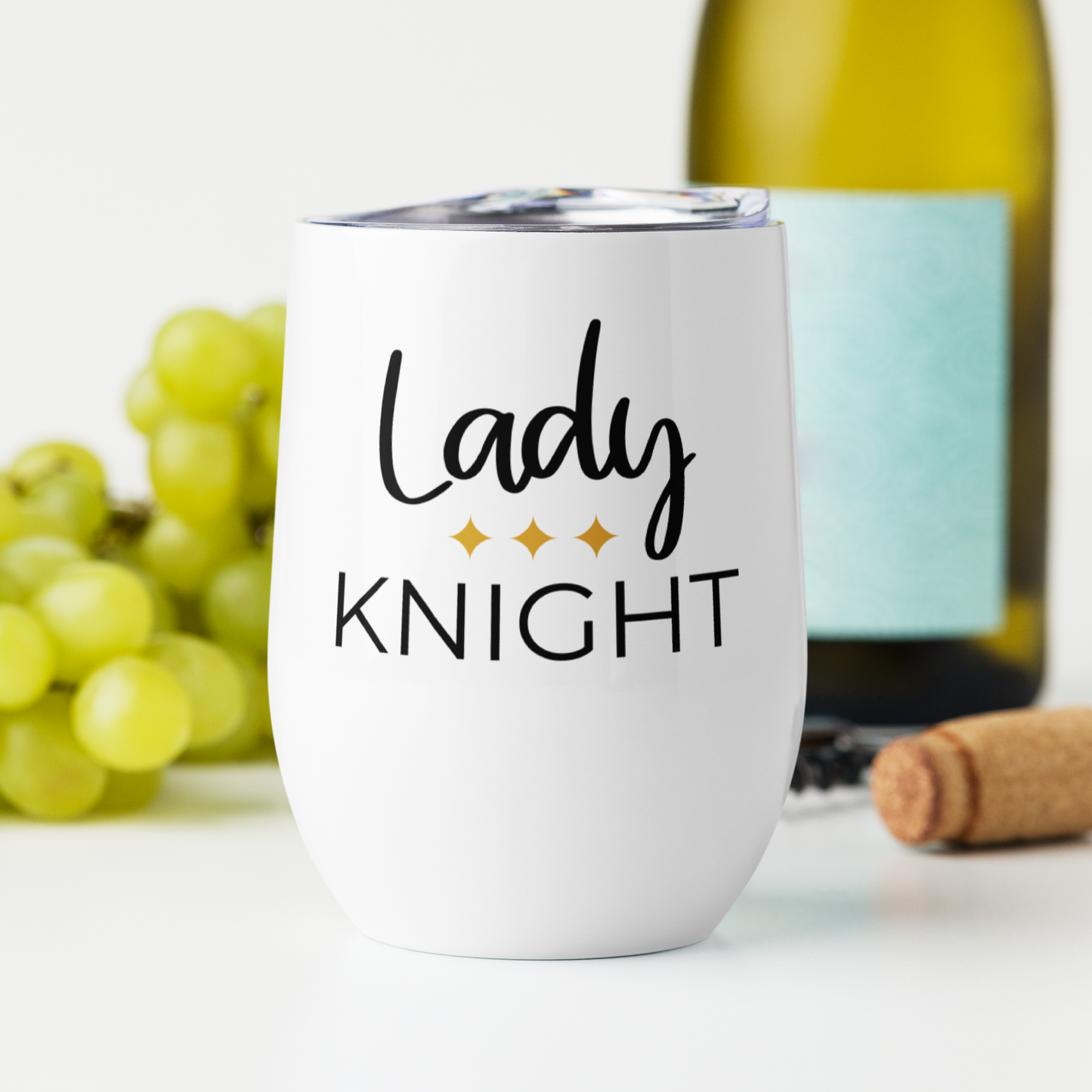 Lady Knight White Tumbler with a Drink