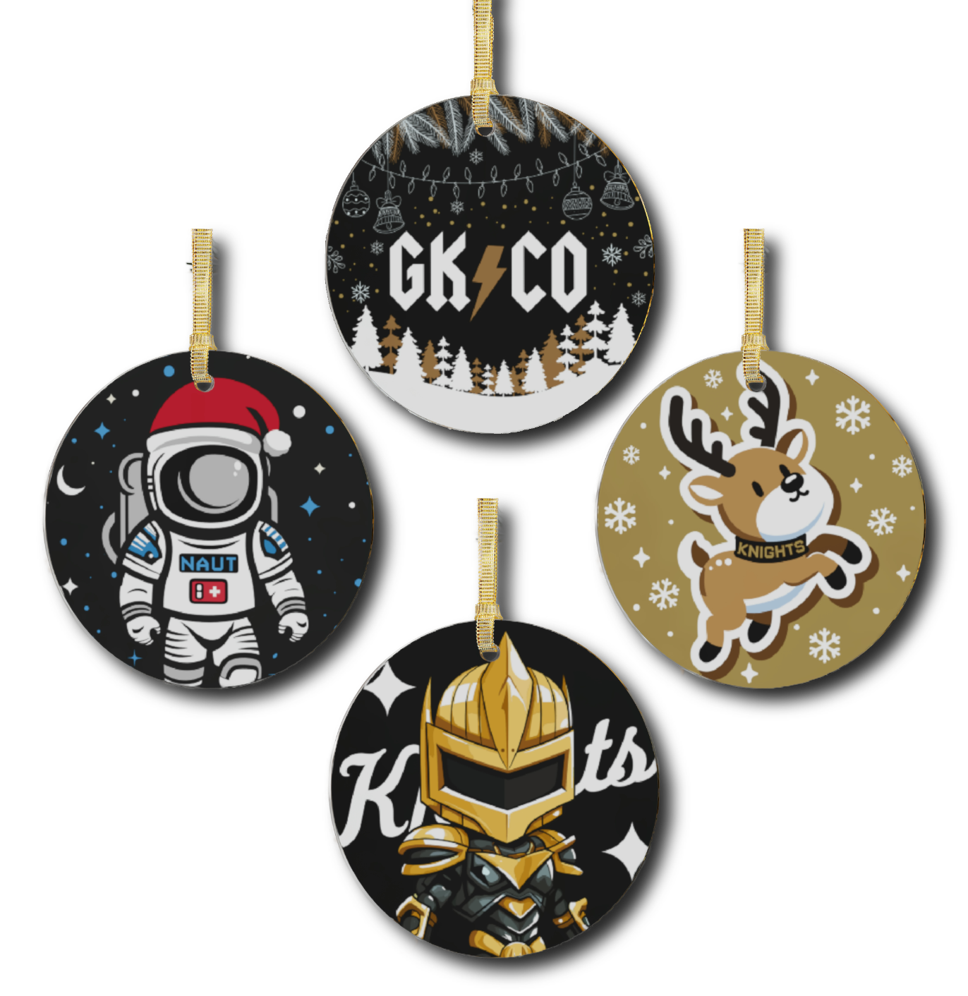 Knight Nation Festive Quartet of UCF Themed Ornaments