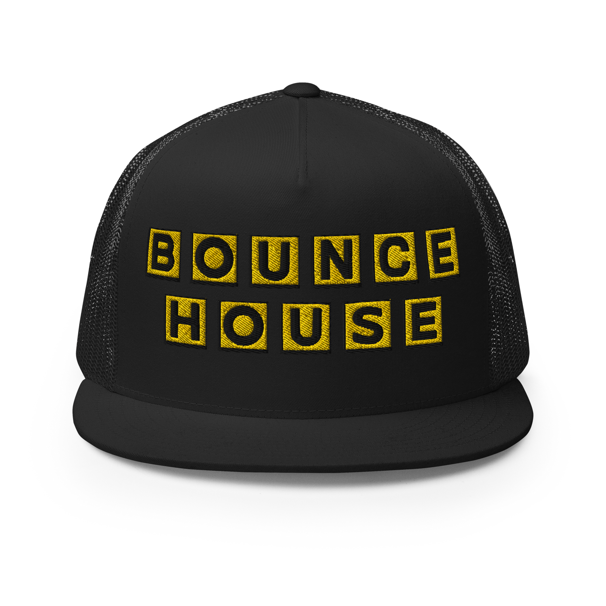 UCF Bounce House Snapback - Black with Yellow Logo - Front View