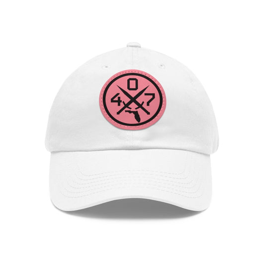 White 407 Florida Swords Hat with Pink Leather Patch